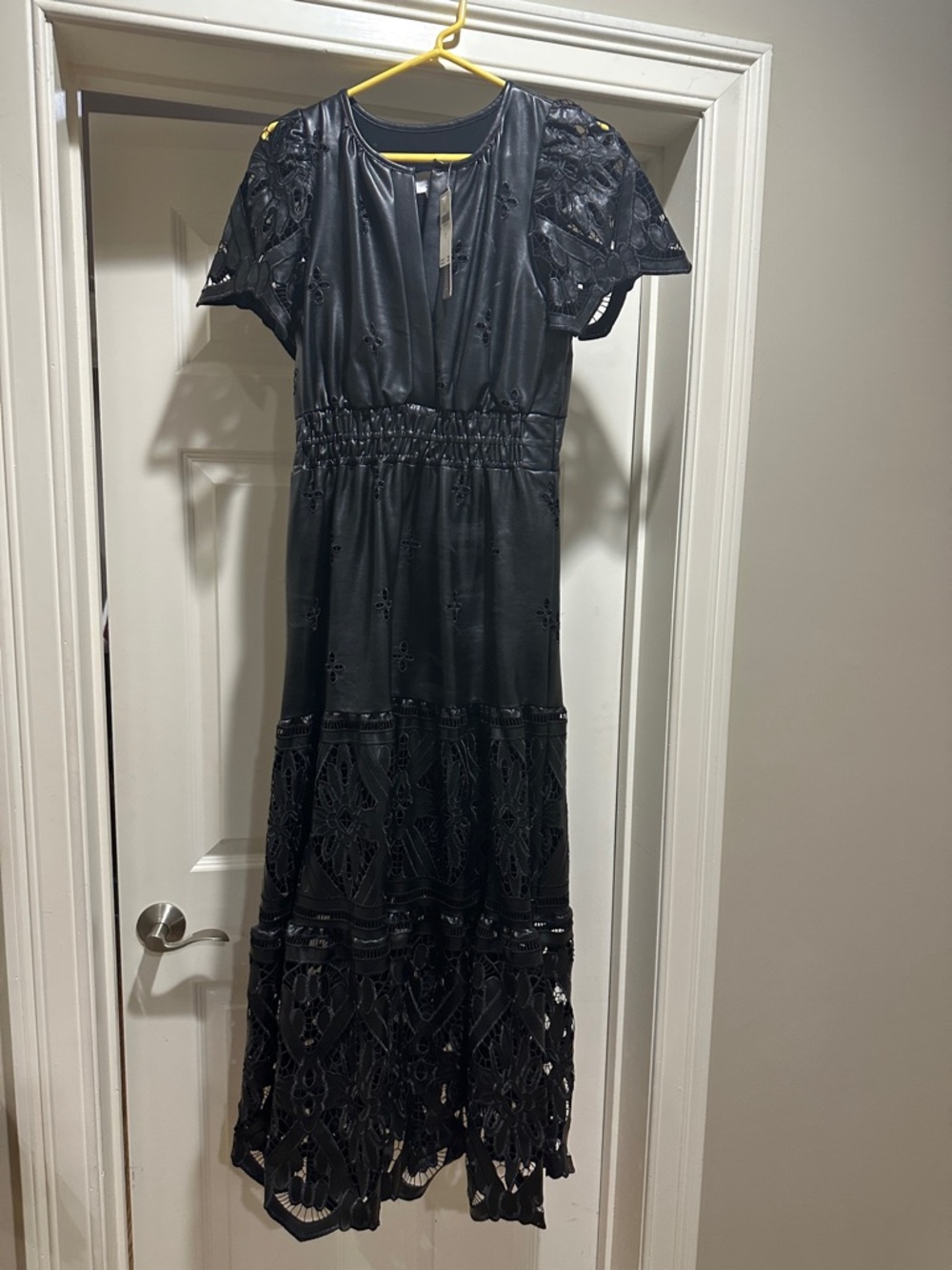 Anthropologie Black Lace Tiered Maxi Dress